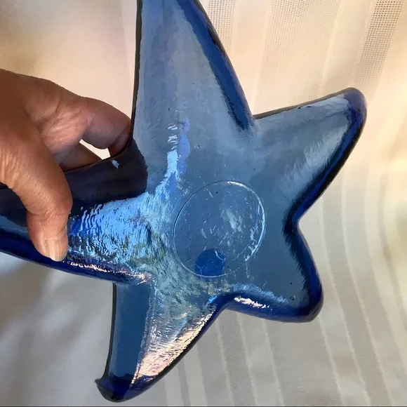 Starfish Blue Glass Dish Set of 2 - Picture 6 of 12